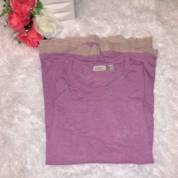 LOGO by Lori Goldstein purple tunic top size S